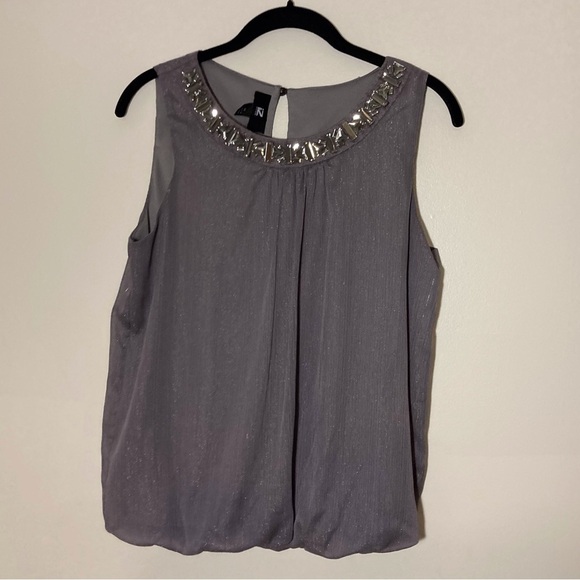 iZ Byer Sleeveless Top | Size M | Blouson | Sparkly | Jewel Collar | Party - Picture 1 of 7